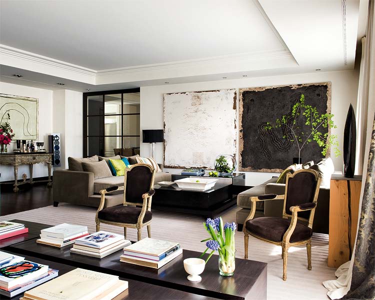 black brown eclectic living room