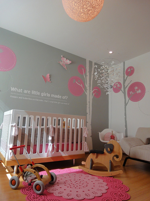 grey gray pink modern nursery
