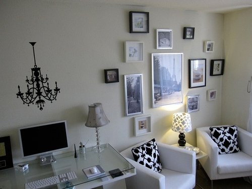 10 black white chic modern home office wall decal Via Hometipsz
