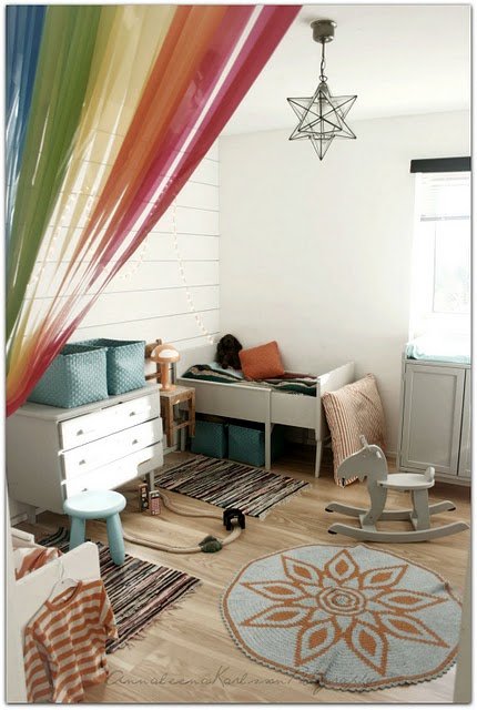 14c unisex boys girls kids room childrens bedroom childs blue white rainbow curtain extendable childs bed unisex boys girls kids room childrens bedroom childs blue white rainbow curtain extendable childs bed