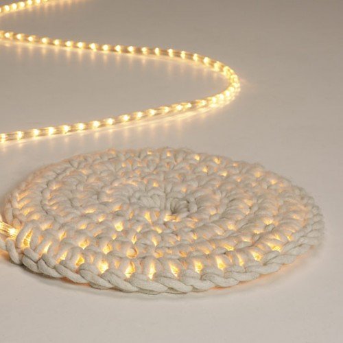 17 Johanna Hyrkas cream light up led knitted crochet rug Light Carpet by Johanna Hyrkas, for Imu Design. Via Chic Tip