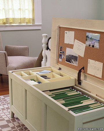 18 Martha Stewart filing cabinet chest How To Mini Office in a Chest How-To via Martha Stewart