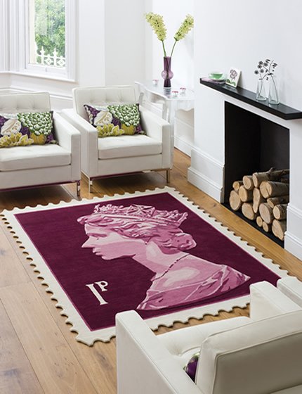 1a British Stamp rug purple British Stamp rug purple