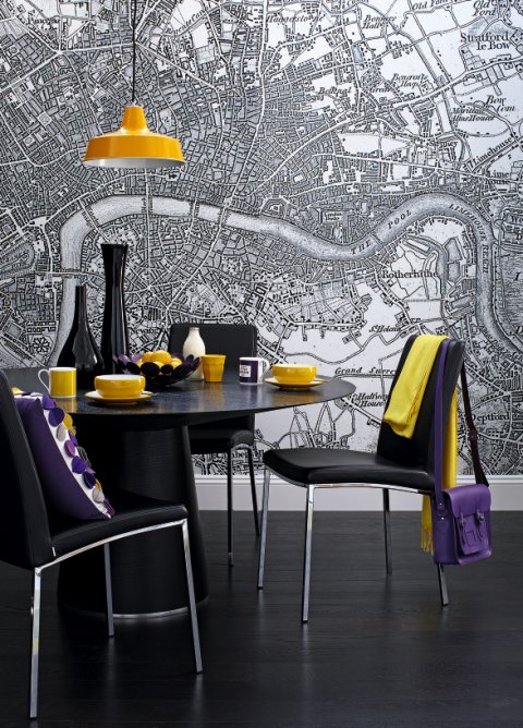 3 black yellow quirky dining room map wall mural black yellow quirky dining room map wall mural