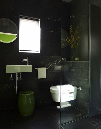 5 anthracite green bathroom slate grey gray black tiles compact basin wall mounted toilet Via Desire to Inspire
