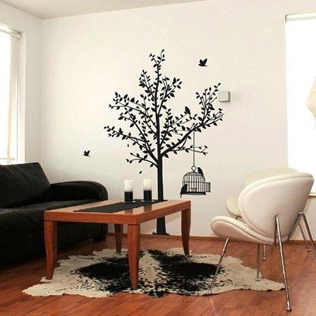 Birdcage tree large black silhouette wall decal sticker art Birdcage tree large black silhouette wall decal sticker art