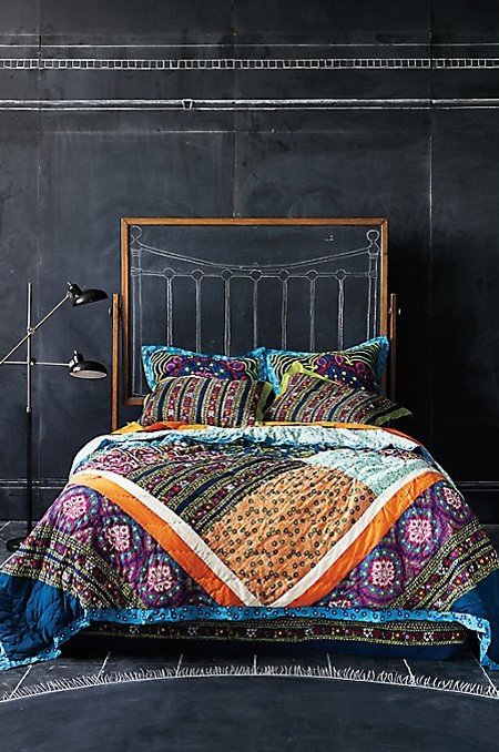 DIY chalkboard headboard blackboard bedroom feature wall Via House and Home