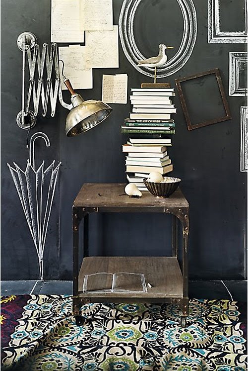 Eclectic hallway chalkboard paint feature wall art ideas blackboard effect Via Jack Germain