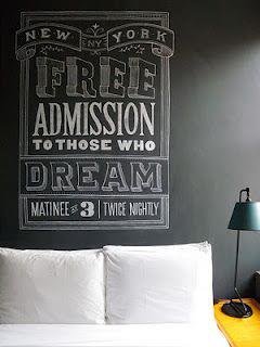 Black white yellow bedroom chalkboard feature wall art blackboard effect headboard Source unknownMore DIY Headboard Ideas