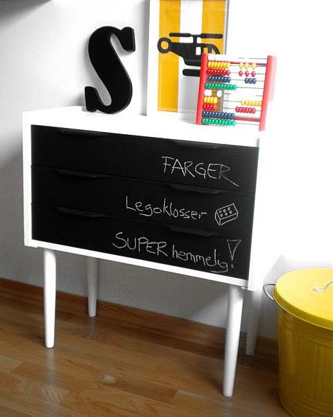 chalkboard paint blackboard dresser drawers labelling idea Via Decor 4 All