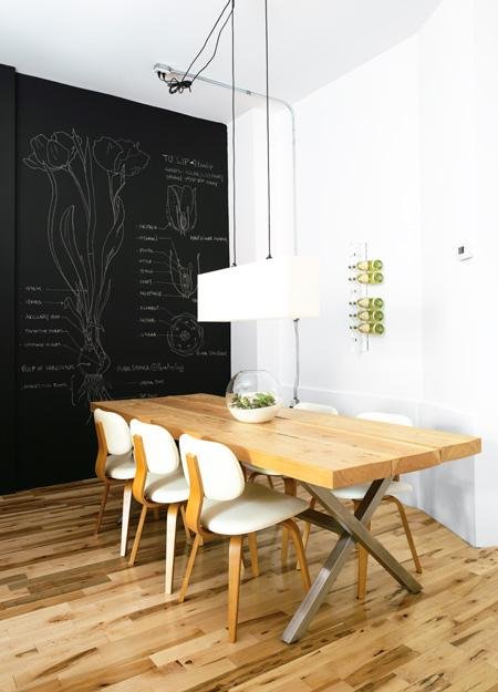 chalkboard paint idea blackboard modern dining room wall art Via Paint Princess