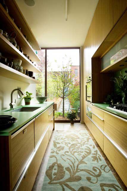 Contemporary wooden narrow galley kitchen Contemporary wooden narrow galley kitchen