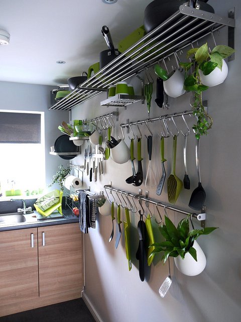 Galley kitchen pan rack herb garden utensil holder Galley kitchen pan rack herb garden utensil holder