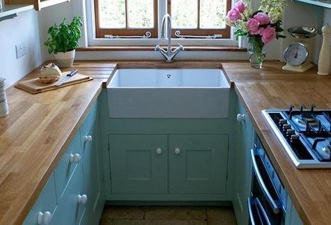 Tiny country kitchen layout duck egg painted cabinets Tiny country kitchen layout duck egg painted cabinets
