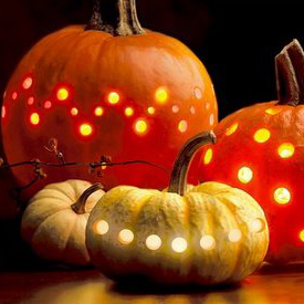 Drilled pumpkin luminaries