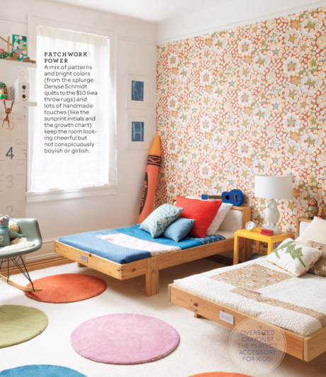 unisex boys girls kids room childrens bedroom childs orange floral wallpaper circle dot rugs copy